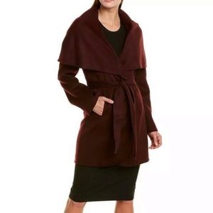 Tahari Marilyn Wrap Coat Port Wine Size M